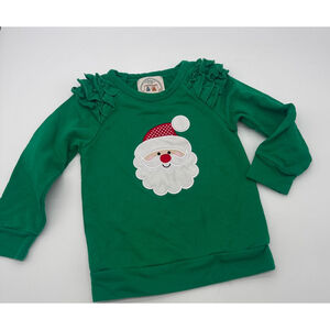 SWEET SOUTHERN SMOCKS Christmas Santa Sweatshirt 4T Green Red